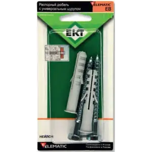 Дюбель 8x40 нейлон с бортиком, шурупом с шестигранной головкой ЕВ SK (уп 6шт) ЕКТ