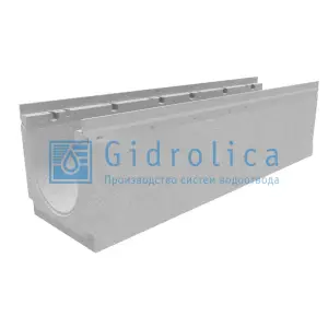 Лоток водоотводный GIDROLICA бетонный коробчатый (СО-200мм), с оцинкованной насадкой КU 100.26,3 (20).28(22,5) - BGU-Z, № 0, арт.14770