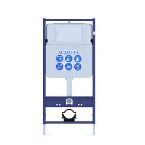 Инсталляция AQUATEK Standart 50 для подв унитаза 1130*510*100 кнопка хром глянцевый R круглая со звукоизоляционной прокладкой и креплением 90-130 мм