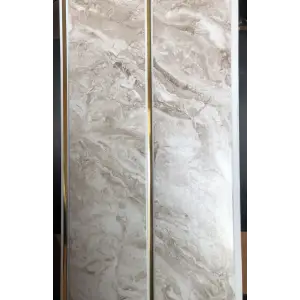 Панель ПВХ 0,24*3м софито/потолочная Мрамор Сантьяго/золото 2-х секц. 8мм Грин Лайн