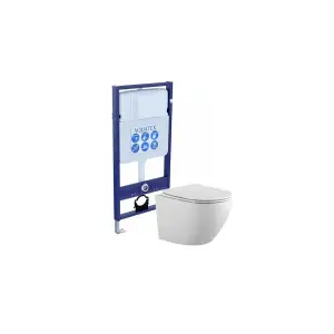 Унитаз подвесной AQUATEK ЕВРОПА безободковый (AQ1901-00) 525*360*320мм с инсталляцией, с тонким сиденьем микролифт, без крепежа, без кнопки