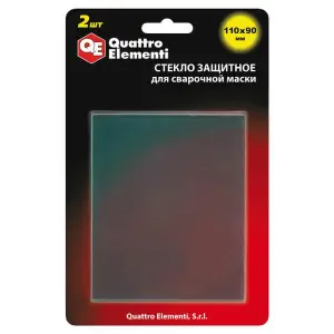 Стекло для сварочной маски QUATTRO ELEMENTI 110 х 90 мм, защитное, поликарбонат, блистер, 2 шт