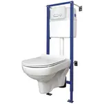 Унитаз подвесной CERSANIT CITY NEW CLEAN ON с инсталляцией LINK PRO, сиденье slim микролифт, кнопка INTERA (БЕЛОЕ СТЕКЛО)