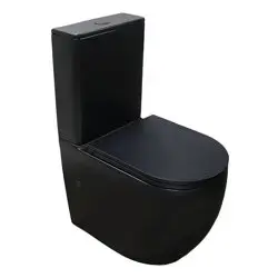 Унитаз-компакт Azario Cobalt-Black 610x360x805 напольный, безободковый, система смыва "скрытое Торнадо", с быстросъемным сиденьем "Микролифт", черный